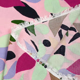 Viscose crepe printed floral palette pink background