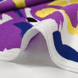 Crecose crush printed yellow flower and cobalt white background