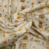 Coton imprimé ourson fond beige
