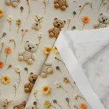 Coton imprimé ourson fond beige