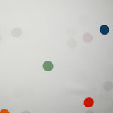 Coton imprimé à pois colorés fond blanc