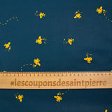 Cotton printed Woodstock yellow navy background