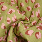 Double gaze matelassée double face Bangkok fond blanc et vert au mètre