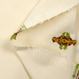 Coton tissé-teint jacquard Mirza vert et lie de vin fond écru
