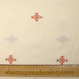 Coton tissé-teint jacquard Mirza orange et brique fond écru