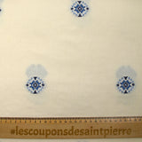 Coton tissé-teint jacquard Malina bleu fond écru