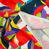 Red and yellow ocean elastane cotton satin