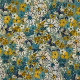 Mousseline crinkle imprimée lurex prairie fleurie canard fond sauge