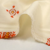 Coton tissé-teint jacquard Mirza orange et brique fond écru