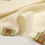 Coton tissé-teint jacquard Mirza vert et lie de vin fond écru