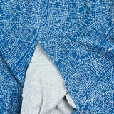 Blue background map printed cotton jersey