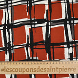 Crêpe Viscose Print Checkered Brown background