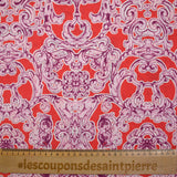 Voile de coton imprimé baroque fond rouge