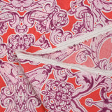 Voile de coton imprimé baroque fond rouge
