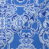 Voile de coton imprimé baroque fond bleu