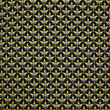 Velours polyviscose imprimé graphique jaune fond bleu marine