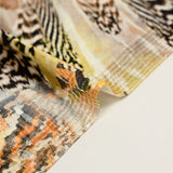 Short velvet jersey with Native American blur print, yellow, white background