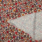 Viscose imprimée fleur rouge jaune et bleu fond beige