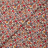 Viscose imprimée fleur rouge jaune et bleu fond beige
