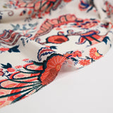 Impresión china de crepe PAISLEY Naranja ECRU Fondo
