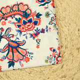 Impresión china de crepe PAISLEY Naranja ECRU Fondo