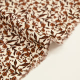 Viscose imprimée fleur marron romantique fond écru
