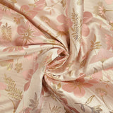 Brocart lamé éclat de fleurs doré et rose dragée