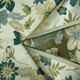 Brocart lamé éclat de fleurs doré et vert viride