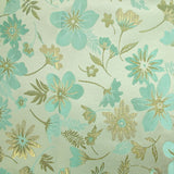 Brocart lamé éclat de fleurs doré et vert d'eau