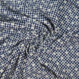 Coton Vichy brodé fond bleu marine