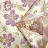 Brocart lamé éclat de fleurs doré et mauve