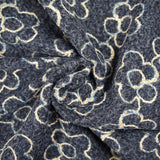 Lainage bouclette fantaisie fleurs fond gris bleuté