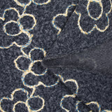 Lainage bouclette fantaisie fleurs fond gris bleuté