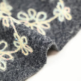 Lainage bouclette fantaisie florale multicolore fond gris bleuté