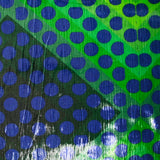 Velours de polyester Lurex imprimé grand pois bleu fond vert