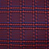 Maille jacquard polyviscose pied-de-poule corail, noir fond bleu roi