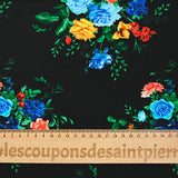 Satin viscose knit bouquet of flowers black background