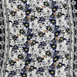 Viscose imprimée amour des fleurs bleu fond blanc cassé