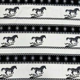 Jacquard de algodón caballo al galope fondo blanco