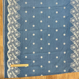 Chambray de viscose brodé bleu