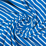 Jersey de coton rayé blanc et bleu azur