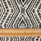 Jersey dévoré imprimé géométrique gris fond écru