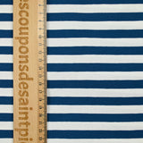 Jersey de coton rayé bleu minéral et blanc