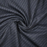 Tissu tailleur en laine mélangée rayure blanche fond gris anthracite moucheté bleu roi