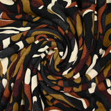 Brown and ecru wave printed knitted knit with black background