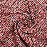 Jacquard polyviscose pois rouge et noir fond blanc