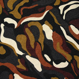 Brown and ecru wave printed knitted knit with black background