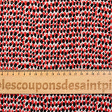 Jacquard polyviscose pois rouge et noir fond blanc