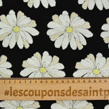 Cotton jersey printed marguerite sponge in relief black background