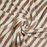 Tissu éponge bambou rayure taupe et blanc cassé vendu au mètre